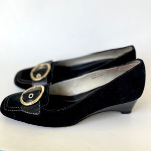Coach Margaret Suede Low Wedges | Size 9M |Black